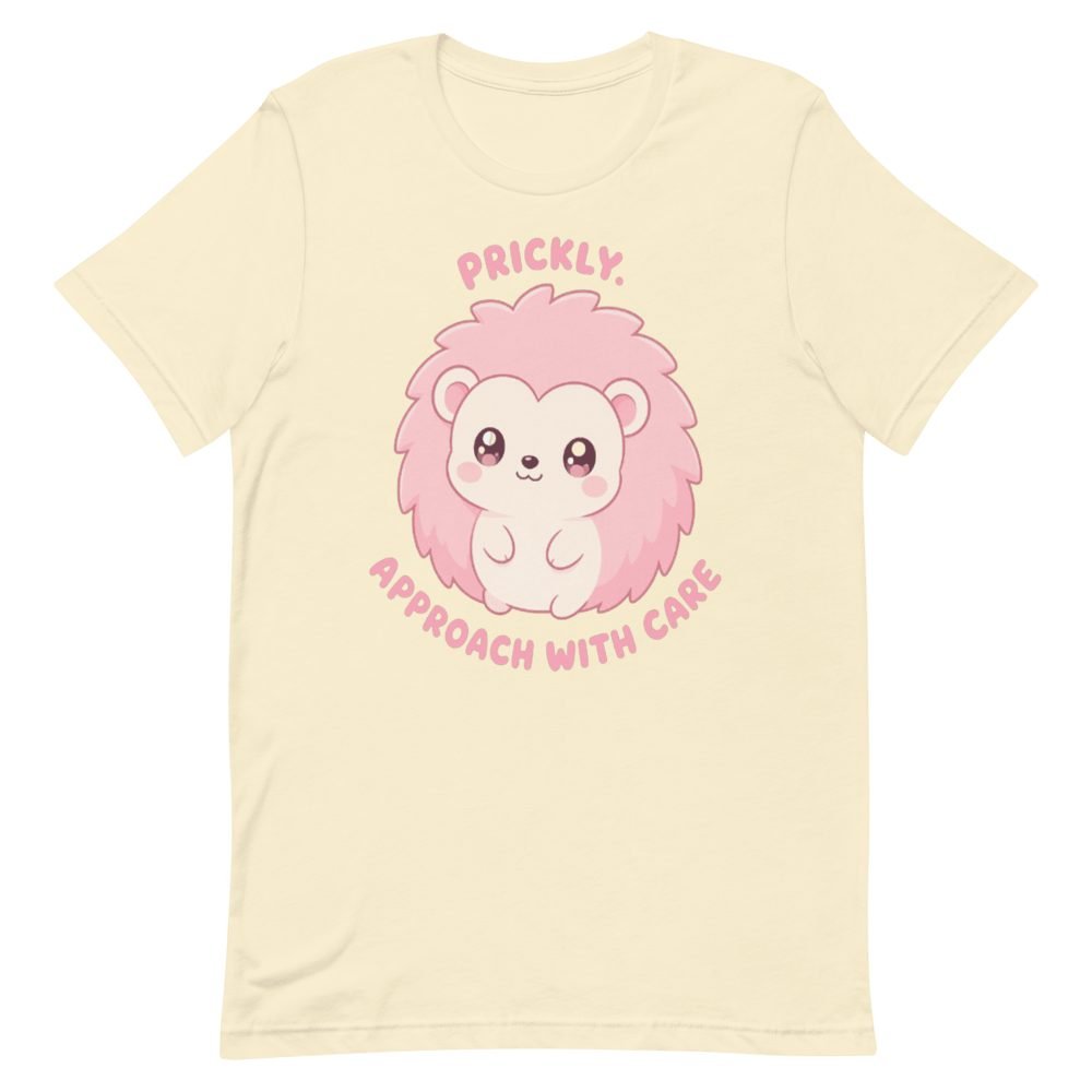 Kawaii Prickly Hedgehog Approach With Care T-Shirt