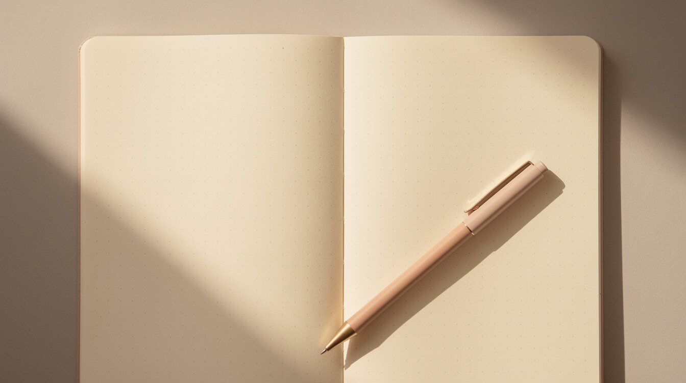 Open dotted notebook page with smooth quality paper