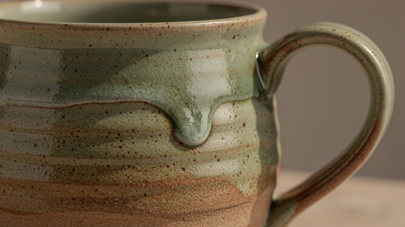 close-up glaze texture on a cottagecore mug