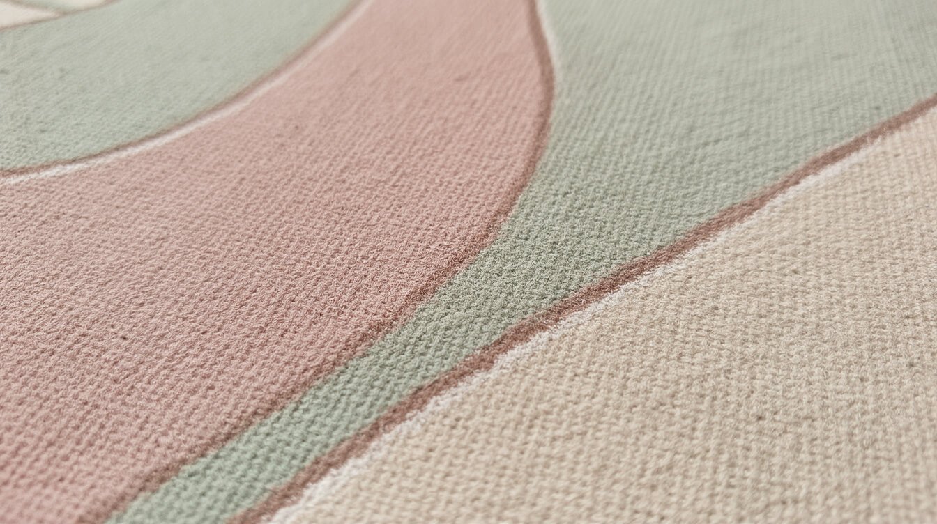 close-up of soft pastel illustration linework on fabric