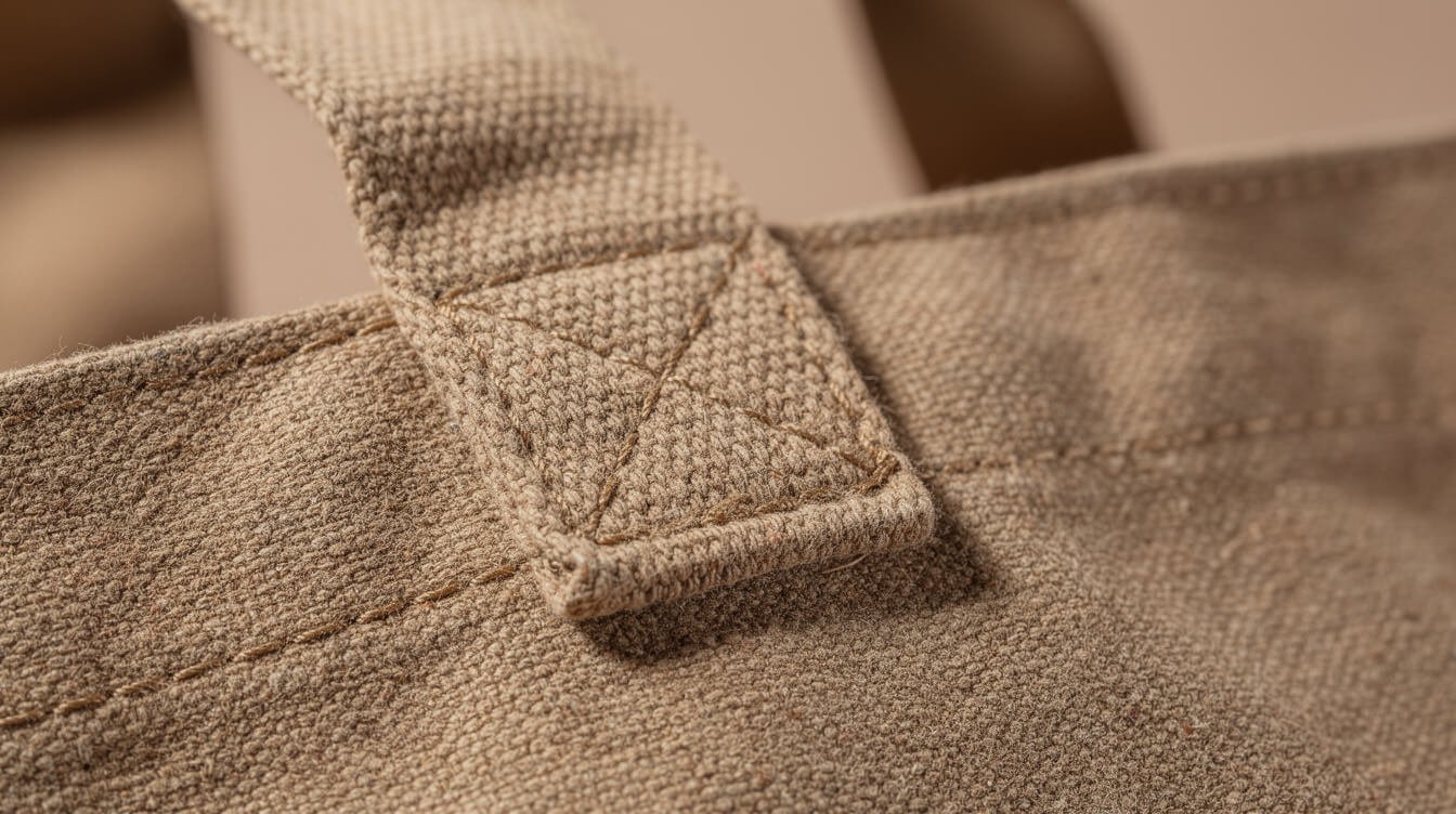 tote bag strap and stitching detail