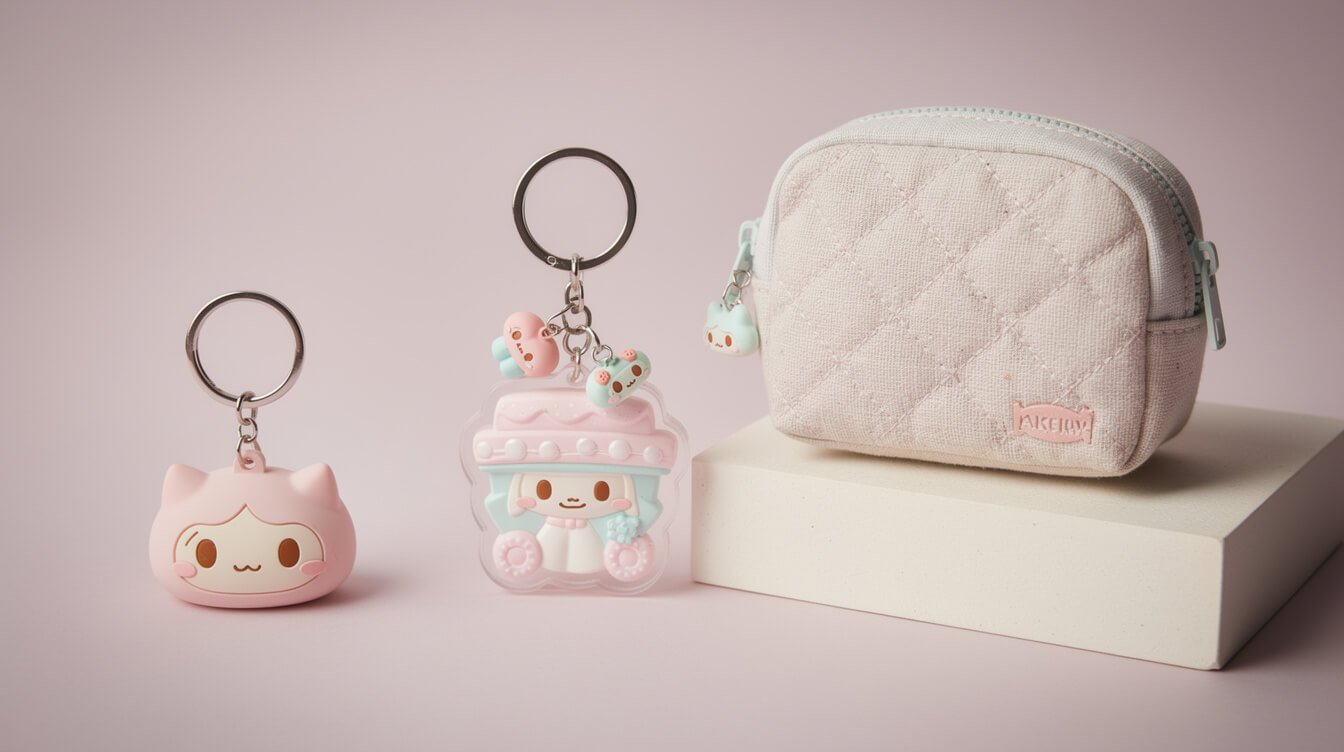 kawaii accessories collection sorted by color palette rather than character