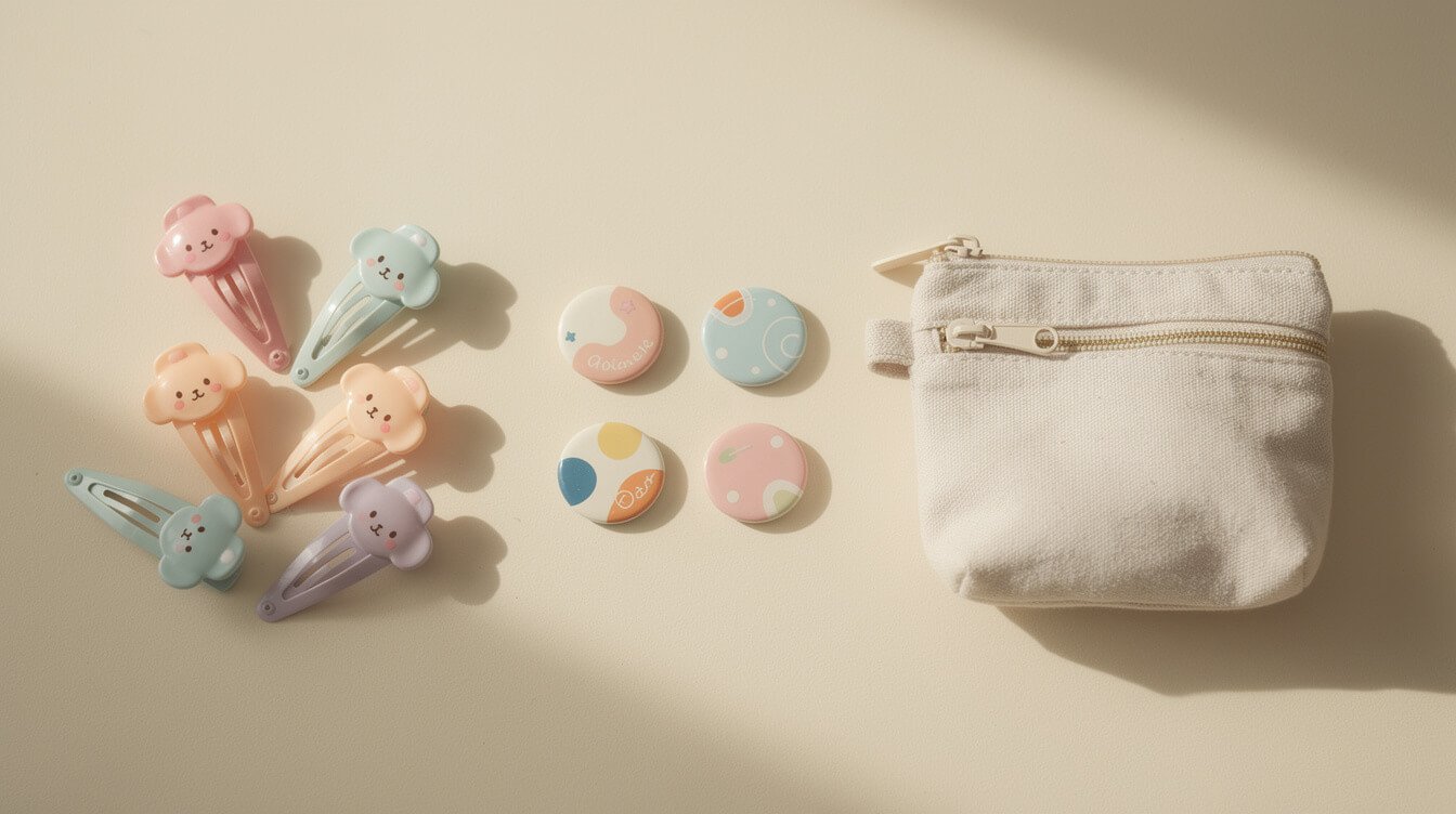 assortment of small kawaii clothing accessories
