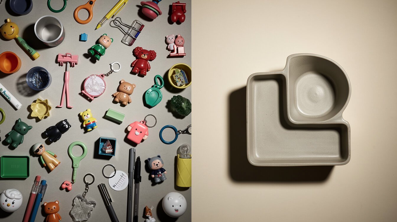 thin plastic desk trinkets versus a well made ceramic object