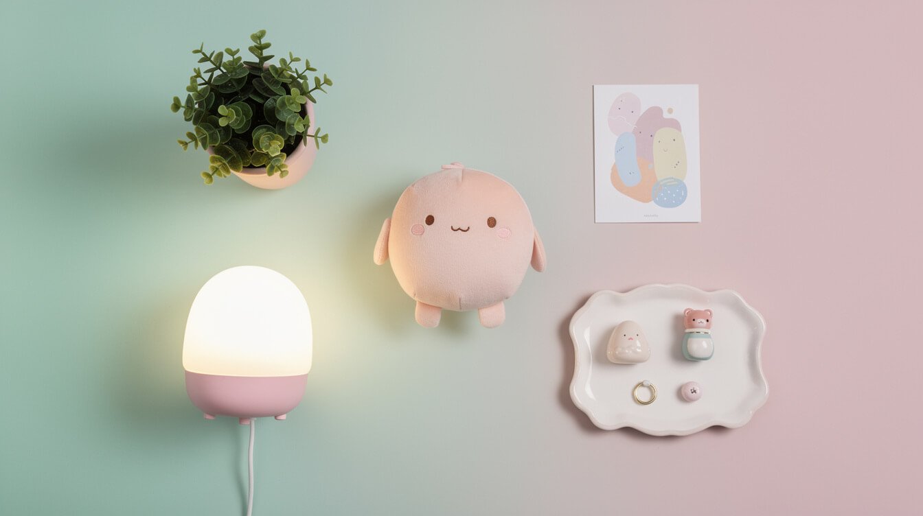 a small starter set of cute room accessories on a desk