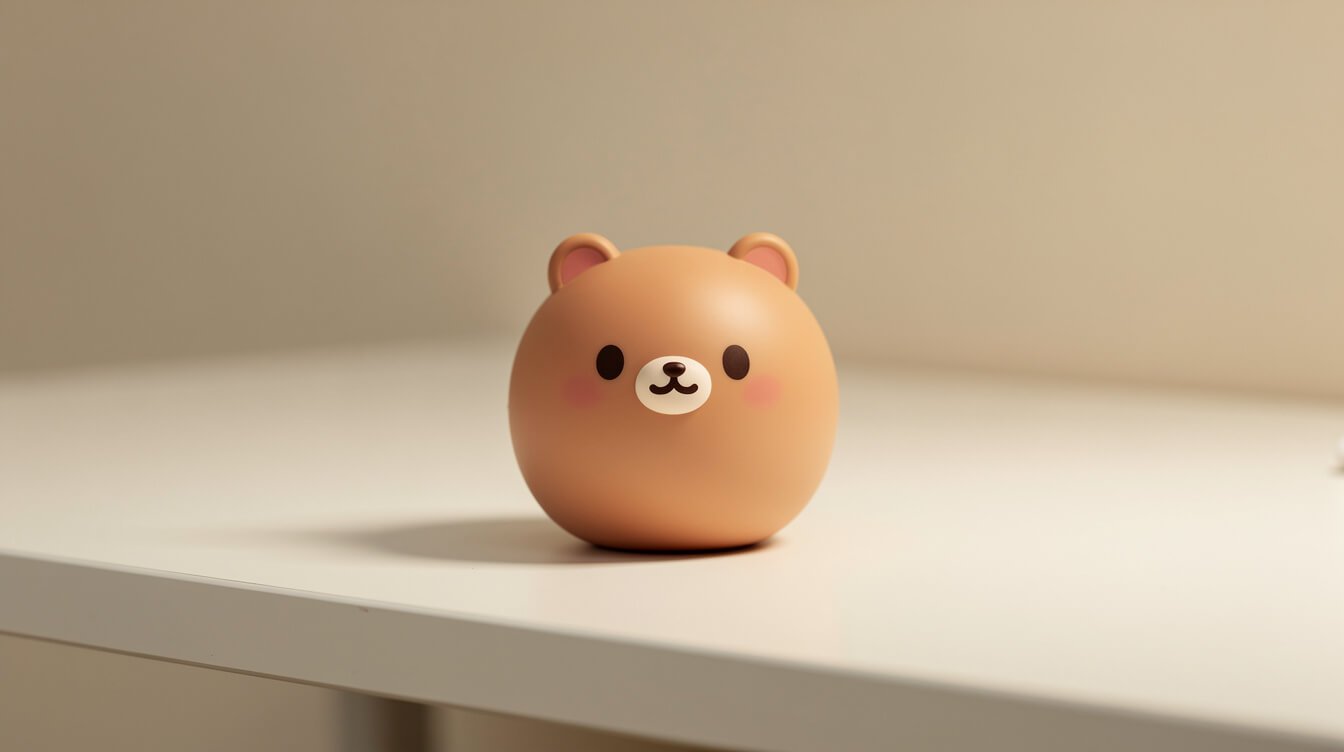 minimal desk styled with a single round animal figurine