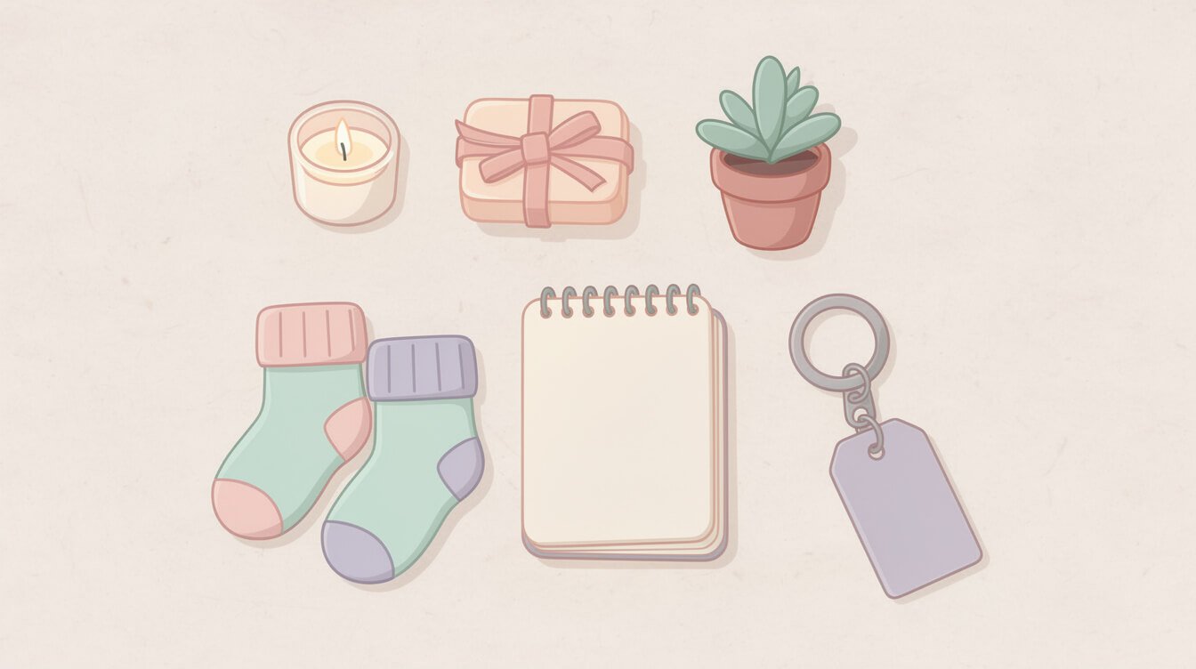 kawaii gift for best friend, a handful of small affordable gift items laid out neatly