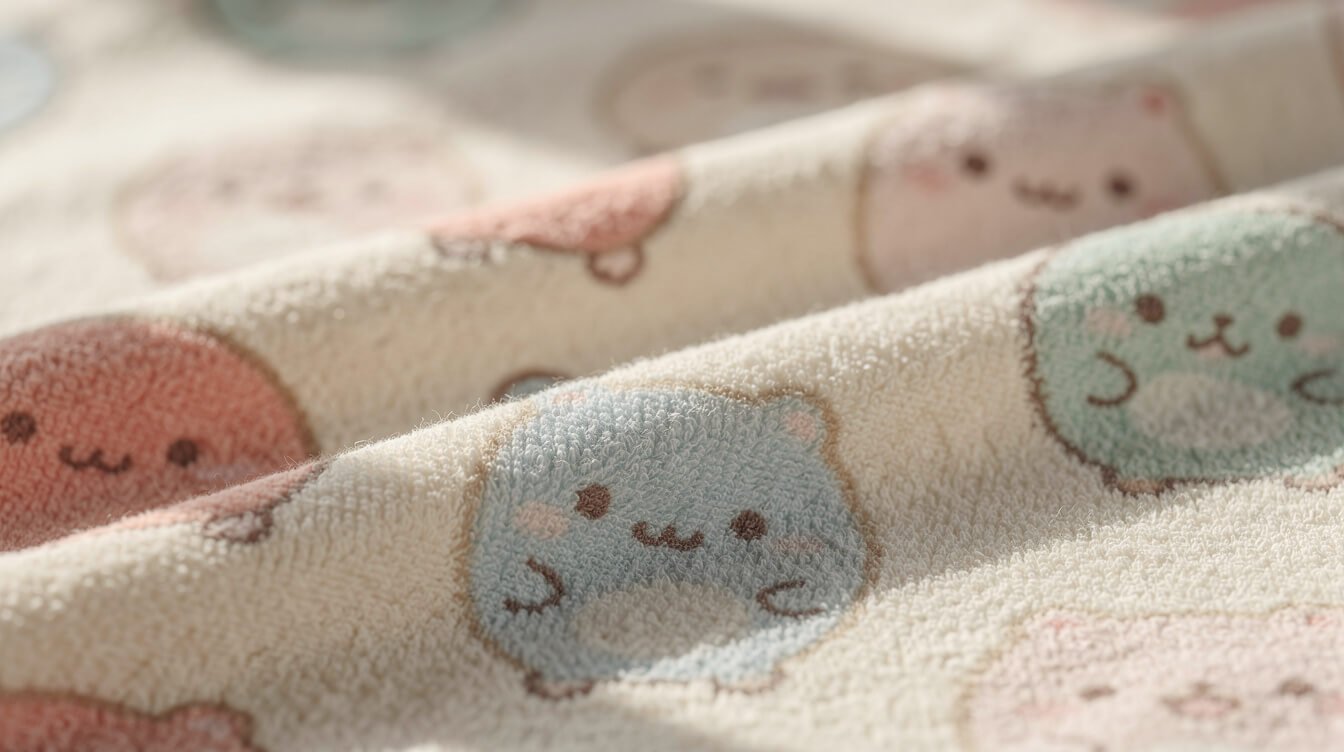 round animal t shirt design close up on soft cotton fabric
