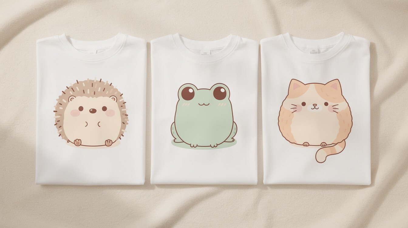 collection of round animal t shirt designs including hedgehog frog and cat