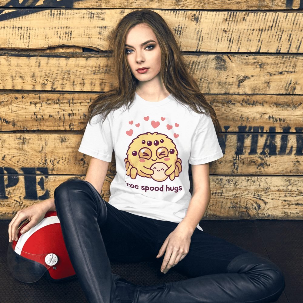 Free Spood Hugs Cute Spider T-Shirt — front view