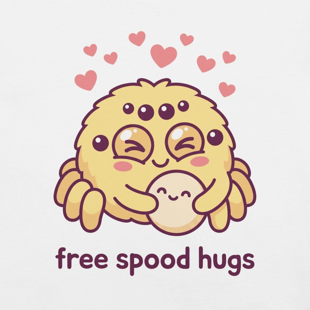 Free Spood Hugs Cute Spider T-Shirt — front view
